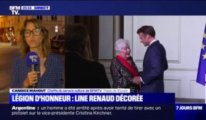 Line Renaud élevée à la dignité de Grand-croix de la Légion d'honneur par Emmanuel Macron