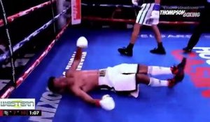 Le boxeur Ruben Torres salue son adversaire pour le mettre KO