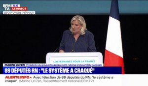 Marine Le Pen condamne la politique de l'Union européenne qui "s'enferme dans de vaines et dangereuses postures belliqueuses"
