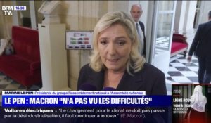 Pénurie de carburants: pour Marine Le Pen, Emmanuel Macron "n'a pas vu arriver les difficultés"