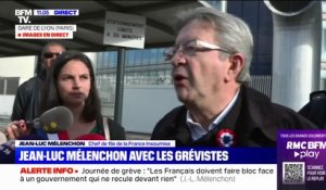 Jean-Luc Mélenchon à la gare de Lyon: "C'est une marque de soutien, de fraternité, c'est dur de faire la grève"