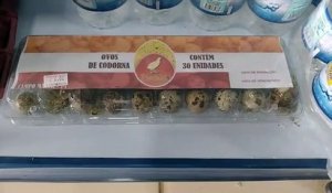 Des oeufs de cailles éclosent dans leur boite dans un supermarché