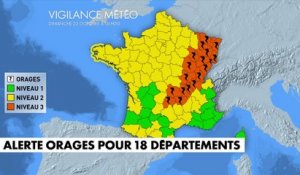 Orages : 18 départements placés en vigilance orange