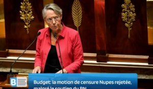 Budget: la motion de censure Nupes rejetée, malgré le soutien du RN