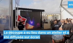 La découpe de la première tôle du paquebot MSC World America à Saint-Nazaire
