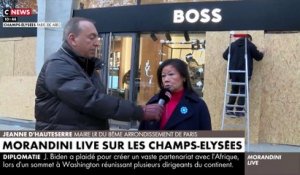 Revoir "Morandini Live" ce matin sur les Champs-Elysées avec la maire du 8ème arrondissement qui dresse un bilan des incidents de la nuit: "Je suis bien sûr inquiète pour dimanche prochain et la finale"