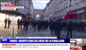 Face aux heurts qui ont éclaté sur les lieux de la fusillade à Paris, des policiers sont venus en renfort