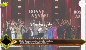 Élodie Gossuin sublime en robe à volants  à Gilbert Montagné et Kendji Girac