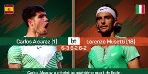 Roland-Garros - Alcaraz ne fait qu'une bouchée de Musetti