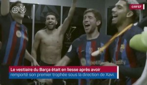Le vestiaire du Barça en fête !