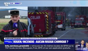 Incendie à Rouen: les pompiers prévoient l'extinction des derniers foyers "avant la fin de la journée"