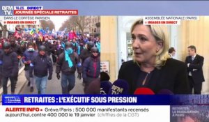 Marine Le Pen: "Plus le gouvernement argumente sur sa réforme, plus les Français prennent conscience de l'inutilité, de la brutalité et de l'injustice de cette réforme"