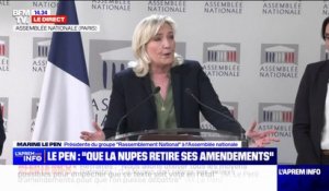 Réforme des retraites: Marine Le Pen demande "que la Nupes retire ses amendements"