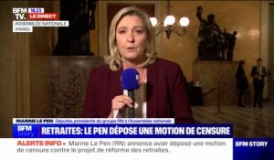 Marine Le Pen, présidente du groupe RN à l'Assemblée nationale, dépose une motion de censure
