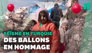En Turquie, des ballons rouges dans les ruines pour honorer les enfants victimes du séisme