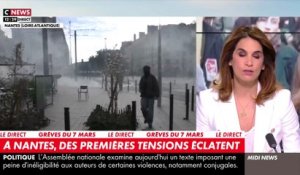 La France à l'arrêt ? - Incidents dans le centre-ville de Nantes ce midi entre les forces de l'ordre et des manifestants