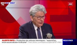 Fin des voitures thermiques: "Aujourd'hui encore aucune décision n'a été prise", assure Thierry Breton, commissaire européen à l'Industrie
