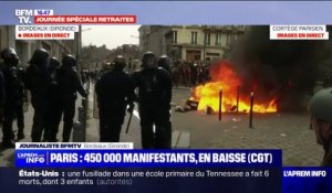Réforme des retraites: la situation se tend, en fin de manifestation, à Bordeaux