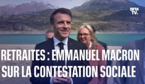 Retraites: pour Emmanuel Macron, "il y a une contestation sociale mais ça ne veut pas dire que tout doit s'arrêter"