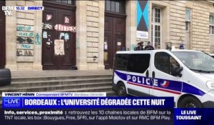 Réforme des retraites: les images des dégradations sur l'université de la Victoire à Bordeaux