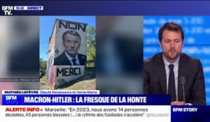 "C'est choquant": Mathieu Lefèvre réagit à une fresque représentant Emmanuel Macron en Hitler