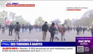 Retraites: premières tensions entre manifestants et forces de l'ordre à Nantes