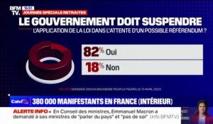 82% des Français estiment que le gouvernement doit suspendre l'application de la loi dans l'attente d'un possible référendum, selon un sondage Odoxa