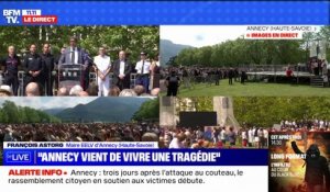 François Astorg, maire d'Annecy, salue les personnes mobilisées pendant et après l'attaque au couteau