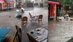 Terrasses et rues inondées : les images impressionnantes de l'orage en Île-de-France