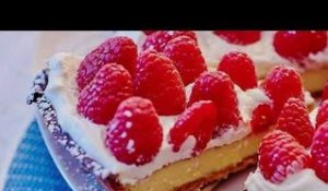 Suivez la recette de la tarte crémeuse aux framboises !