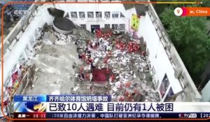 Chine: Découvrez les images impressionnantes de l'effondrement du toit du gymnase d'une école dans le nord-est du pays - Onze personnes sont mortes selon un dernier bilan