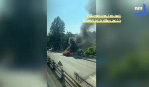 Un véhicule en feu sur l'autoroute A8 en direction d'Aix