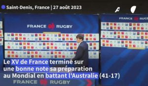 Rugby: la France termine sa préparation au Mondial en battant l'Australie