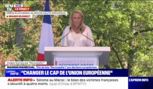 Marion Maréchal ("Reconquête!") veut changer "radicalement le cap de l'Europe"