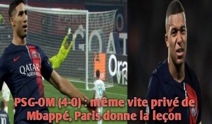 PSG-OM (4-0) : même vite privé de Mbappé, Paris donne la leçon.