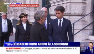 Élisabeth Borne arrive à la Sorbonne pour la remise du prix Samuel Paty