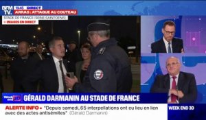 Vigilance "urgence attentat": Gérald Darmanin et Sabrina Agresti-Roubache au Stade de France après la mise en place du dispositif de sécurité