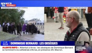 Les obsèques de Dominique Bernard se terminent, son cercueil quitte la cathédrale Saint Vaast d'Arras