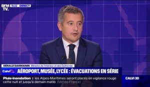 Fausses alertes: "Il y a eu 18 interpellations par les services de police depuis les 48 dernières heures, essentiellement des mineurs", indique Gérald Darmanin