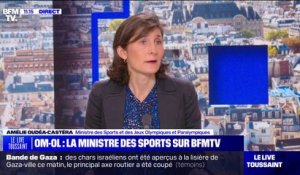 "Révolte, dégoût": les mots d'Amélie Oudéa-Castéra pour qualifier les violences des supporters avant le match OM-OL
