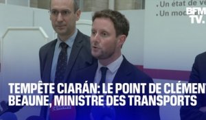 Tempête Ciarán: le point de Clément Beaune, ministre délégué chargé des Transports, en intégralité