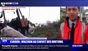 Tempête Ciarán: "L'objectif est que dans le week-end 90% de la population soit raccordée [au réseau électrique]", indique Maël de Calan (président du conseil départemental du Finistère)