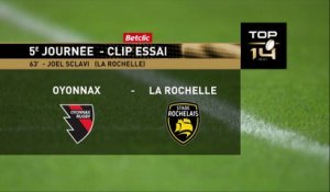 TOP 14 - Essai de Joel SCLAVI (SR) - Oyonnax Rugby - Stade Rochelais - Saison 2023-2024