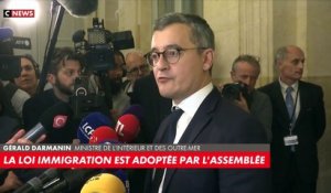 Le ministre de l'Intérieur Gérald Darmanin réagit à l'adoption définitive du projet de loi immigration par le Parlement