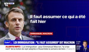 Loi immigration: "Il faut assumer ce qui a été fait hier", déclare Emmanuel Macron