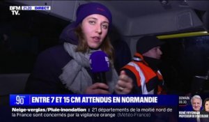 Neige: BFMTV à bord d'une saleuse sur les routes de Seine-Maritime