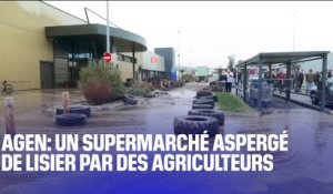 Un supermarché d'Agen aspergé de déjections de porcs par des agriculteurs en colère