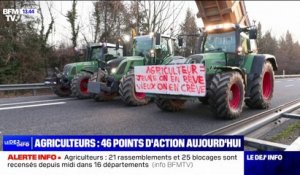 Agriculteurs: 21 rassemblements et 25 blocages recensés dans 16 départements ce lundi