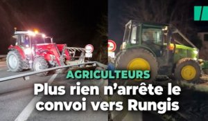 Le convoi d’agriculteurs Agen - Rungis, stoppé sur l’A20, contourne le barrage policier et repart