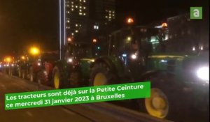 Les tracteurs déjà sur la Petite Ceinture à Bruxelles